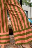 Bloc Stripe Wide Leg Pant Olive & Soft Terracotta